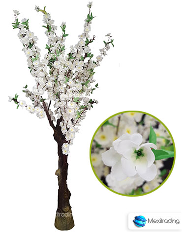 arbol artificial flor de durazno blanco